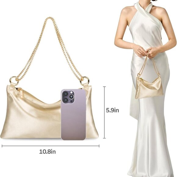 Women Satin Evening Handbag Wedding Prom Clutch Purse Formal Cocktail Party Clut - Picture 3 of 8